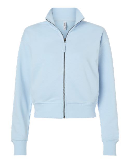 logo-left American Apparel WoFrench Terry Full-Zip Jacket-American Apparel-Powder Blue-S-Thread Logic