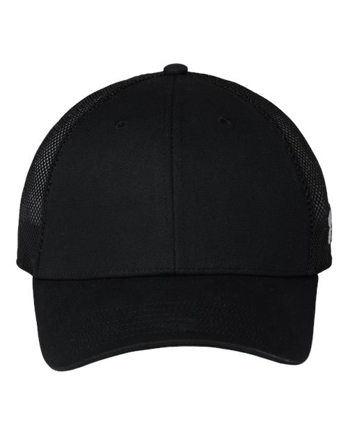no-logo Under Armour Team Mid Trucker Cap-Under Armour-Black/ Black/ White-Adjustable-Thread Logic