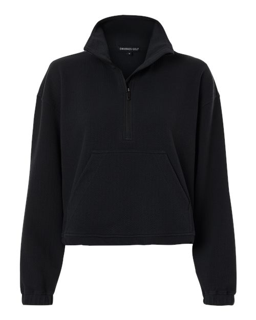 logo-left Swannies WoKenna Quarter-Zip Pullover-Swannies-Black-XS-Thread Logic
