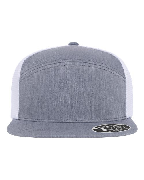 no-logo Flexfit 110 Mesh Arch Cap-Flexfit-Heather Grey/ White-Adjustable-Thread Logic