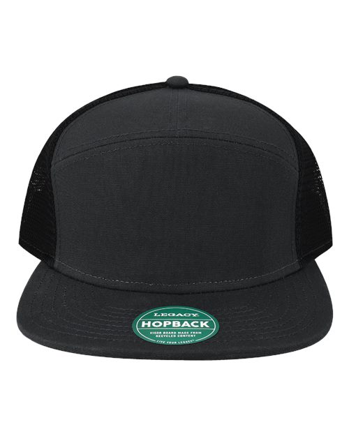 no-logo Legacy Hopback Seven-Panel Trucker Cap-Legacy-Black/ Black-Adjustable-Thread Logic