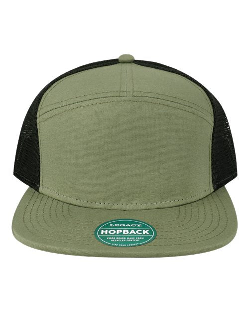 no-logo Legacy Hopback Seven-Panel Trucker Cap-Legacy-Olive/ Black-Adjustable-Thread Logic