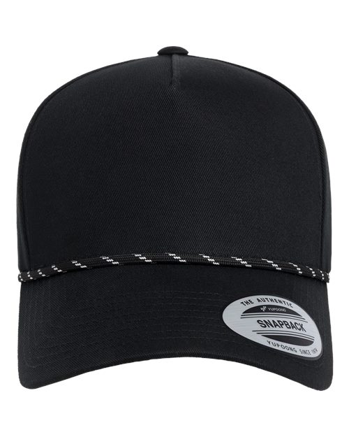 no-logo YP Classics Retro Cotton Blend Five-Panel Rope Cap-YP Classics-Black-Adjustable-Thread Logic