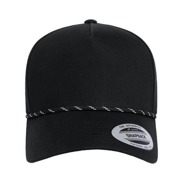 no-logo YP Classics Retro Cotton Blend Five-Panel Rope Cap-YP Classics-Black-Adjustable-Thread Logic