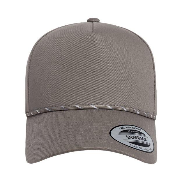 no-logo YP Classics Retro Cotton Blend Five-Panel Rope Cap-YP Classics-Grey-Adjustable-Thread Logic