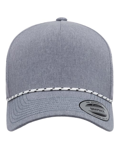 no-logo YP Classics Five-Panel Perforated Rope Cap-YP Classics-Heather Grey-Adjustable-Thread Logic