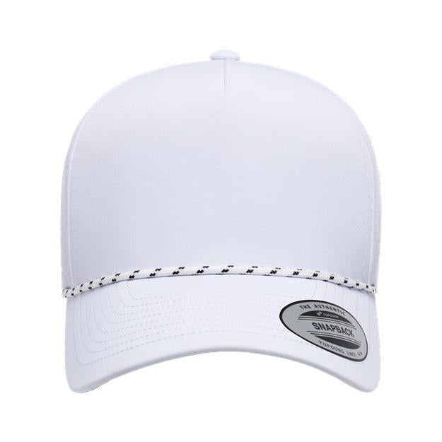 no-logo YP Classics Five-Panel Perforated Rope Cap-YP Classics-White-Adjustable-Thread Logic