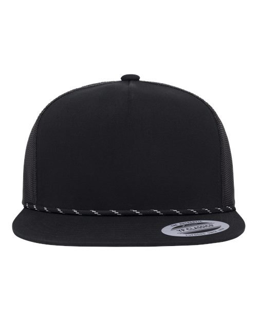 no-logo YP Classics Classic Five-Panel Trucker Rope Cap-YP Classics-Black-Adjustable-Thread Logic