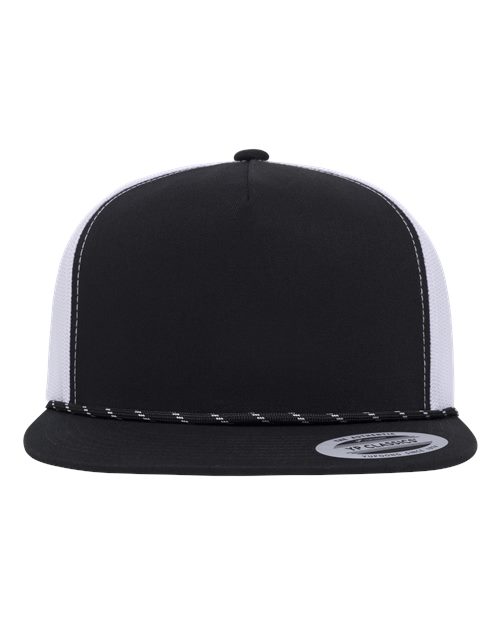 no-logo YP Classics Classic Five-Panel Trucker Rope Cap-YP Classics-Black/ White-Adjustable-Thread Logic
