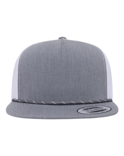 no-logo YP Classics Classic Five-Panel Trucker Rope Cap-YP Classics-Heather Grey/ White-Adjustable-Thread Logic