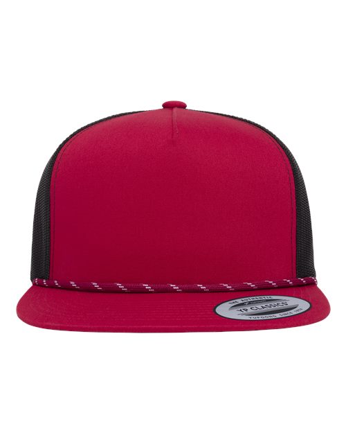 no-logo YP Classics Classic Five-Panel Trucker Rope Cap-YP Classics-Red/ Black-Adjustable-Thread Logic
