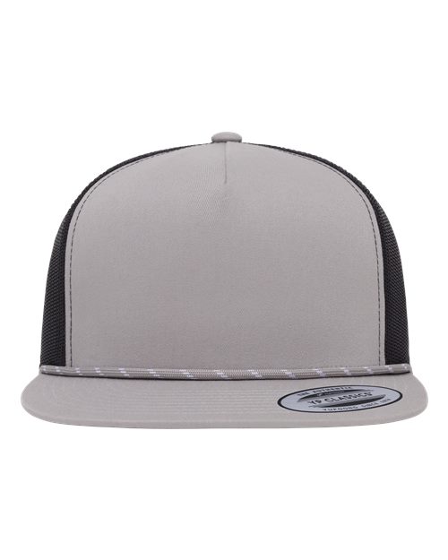no-logo YP Classics Classic Five-Panel Trucker Rope Cap-YP Classics-Silver/ Black-Adjustable-Thread Logic