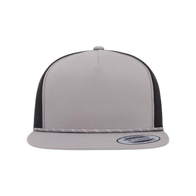 no-logo YP Classics Classic Five-Panel Trucker Rope Cap-YP Classics-Silver/ Black-Adjustable-Thread Logic
