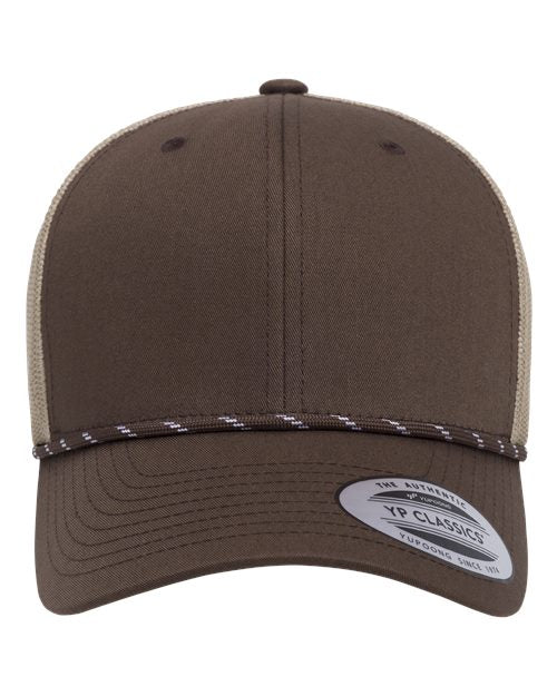 no-logo YP Classics Retro Trucker Rope Cap-YP Classics-Brown/ Khaki-Adjustable-Thread Logic