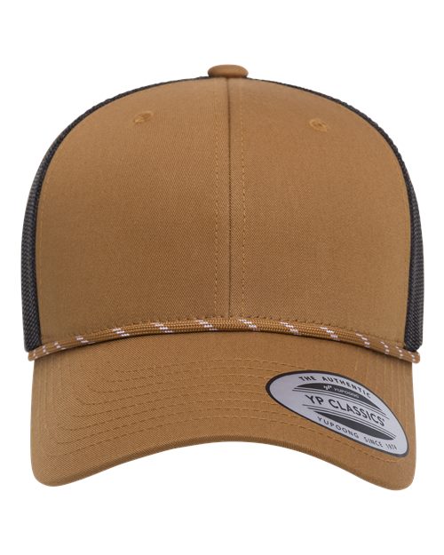 no-logo YP Classics Retro Trucker Rope Cap-YP Classics-Caramel/ Black-Adjustable-Thread Logic