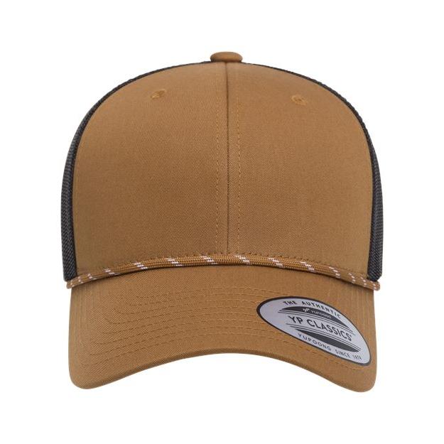 no-logo YP Classics Retro Trucker Rope Cap-YP Classics-Caramel/ Black-Adjustable-Thread Logic