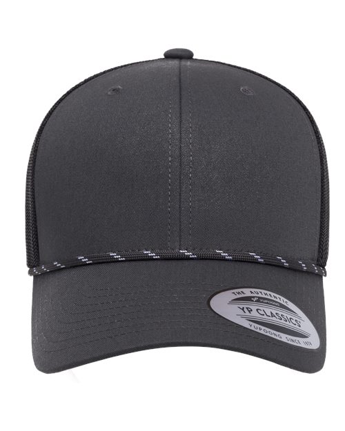 no-logo YP Classics Retro Trucker Rope Cap-YP Classics-Charcoal/ Black-Adjustable-Thread Logic