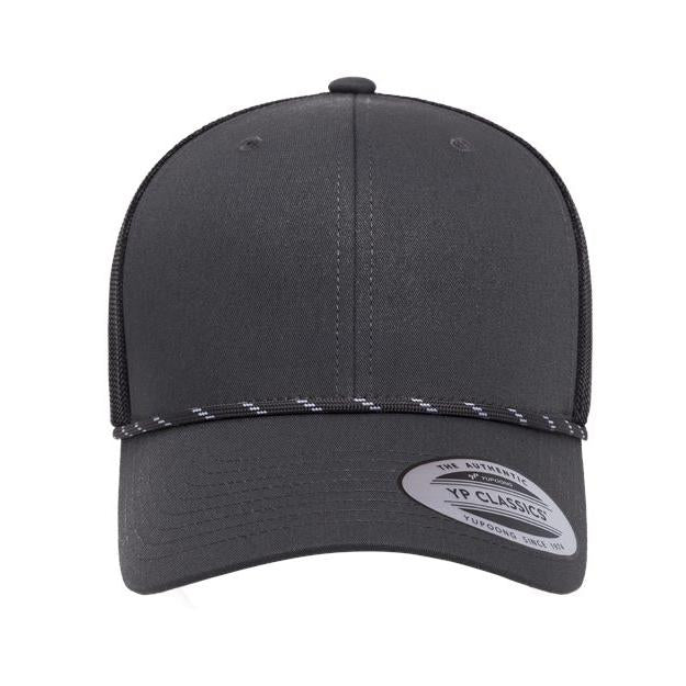 no-logo YP Classics Retro Trucker Rope Cap-YP Classics-Charcoal/ Black-Adjustable-Thread Logic