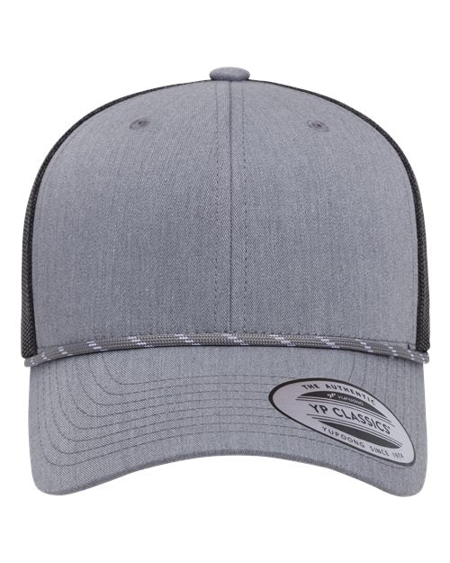 no-logo YP Classics Retro Trucker Rope Cap-YP Classics-Heather Grey/ Black-Adjustable-Thread Logic