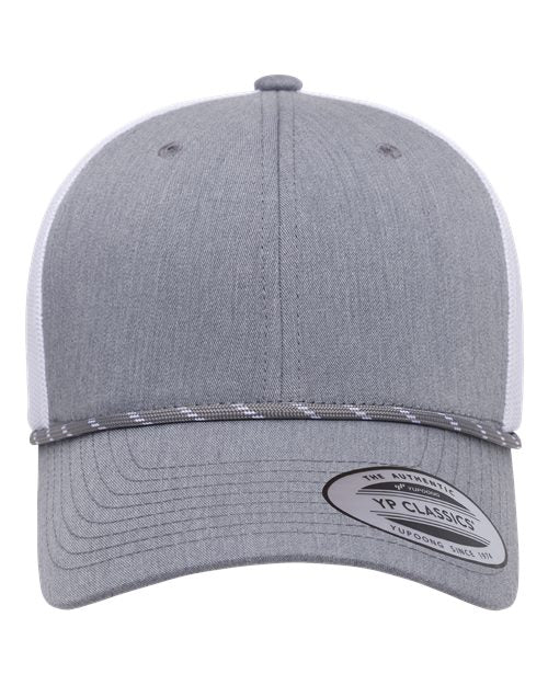 no-logo YP Classics Retro Trucker Rope Cap-YP Classics-Heather Grey/ White-Adjustable-Thread Logic