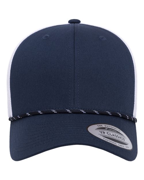 no-logo YP Classics Retro Trucker Rope Cap-YP Classics-Navy/ White-Adjustable-Thread Logic