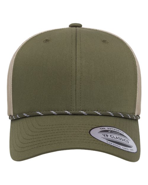 no-logo YP Classics Retro Trucker Rope Cap-YP Classics-Moss Green/ Khaki-Adjustable-Thread Logic