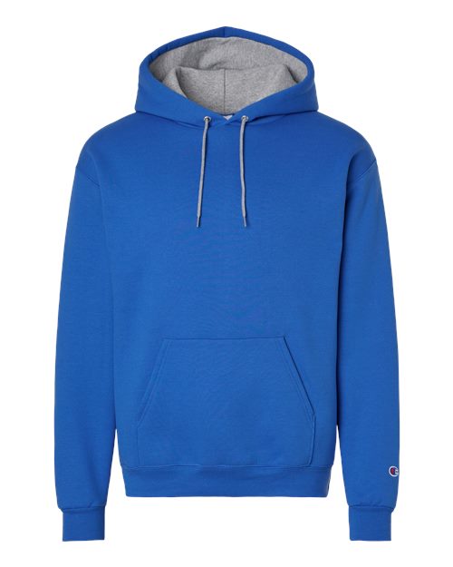 logo-left Champion Unisex Powerblend Contrast Color Hooded Sweatshirt-Champion-Royal Blue/ Light Steel-S-Thread Logic