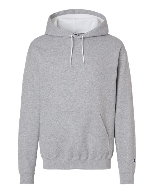 logo-left Champion Unisex Powerblend Contrast Color Hooded Sweatshirt-Champion-Light Steel/ White-S-Thread Logic