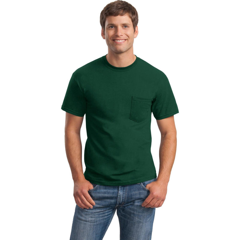 no-logo CLOSEOUT - Gildan Ultra Cotton 100% US Cotton T-Shirt with Pocket-Gildan-Forest-S-Thread Logic