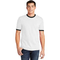 no-logo CLOSEOUT - American Apparel Fine Jersey Ringer T-Shirt-American Apparel-White/Black-S-Thread Logic