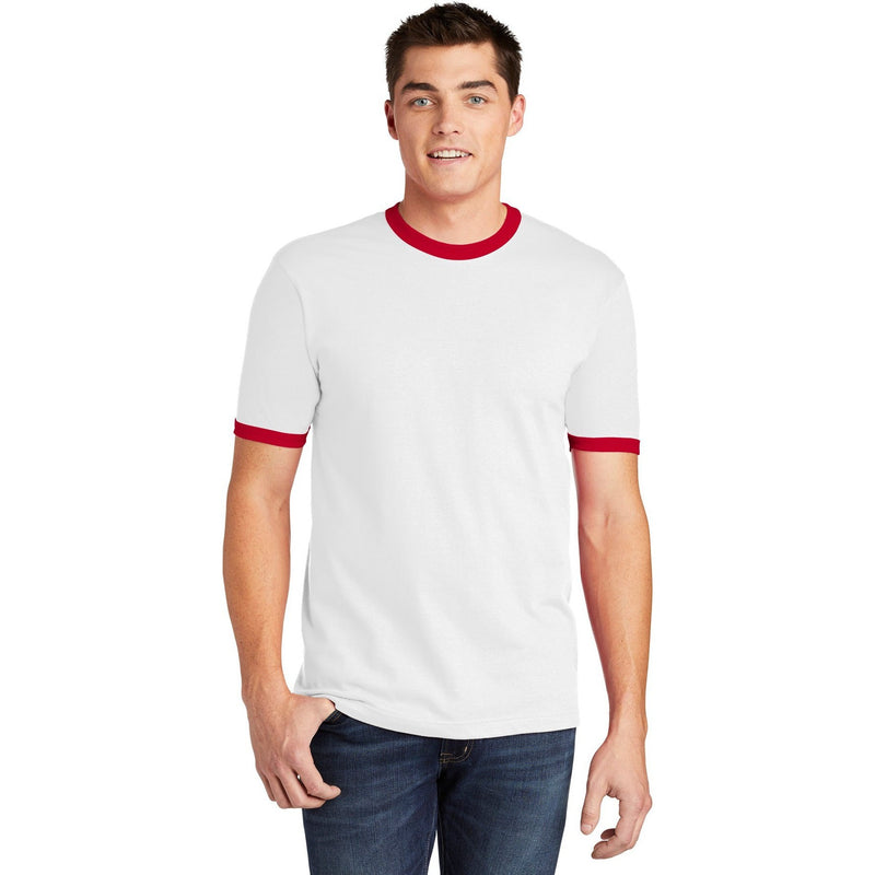 no-logo CLOSEOUT - American Apparel Fine Jersey Ringer T-Shirt-American Apparel-White/Red-S-Thread Logic