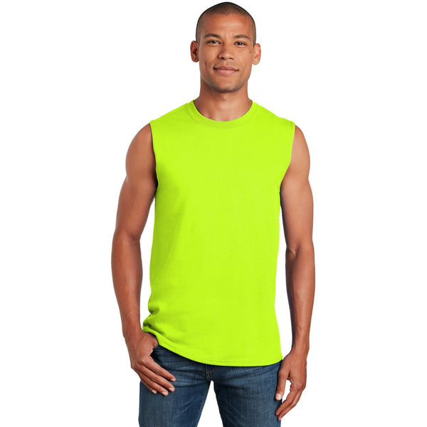 no-logo CLOSEOUT - Gildan Ultra Cotton Sleeveless T-Shirt-Gildan-Safety Green-S-Thread Logic