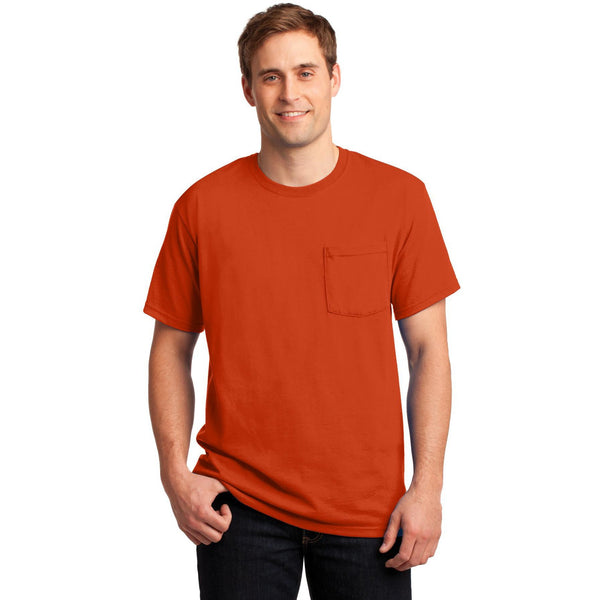 no-logo CLOSEOUT - Jerzees Dri-Power 50/50 Cotton/Poly Pocket T-Shirt-Jerzees-Burnt Orange-S-Thread Logic