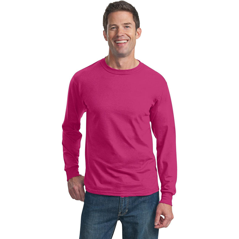 no-logo CLOSEOUT - Fruit of the Loom HD Cotton 100% Cotton Long Sleeve T-Shirt-Fruit of the Loom-Cyber Pink-2XL-Thread Logic