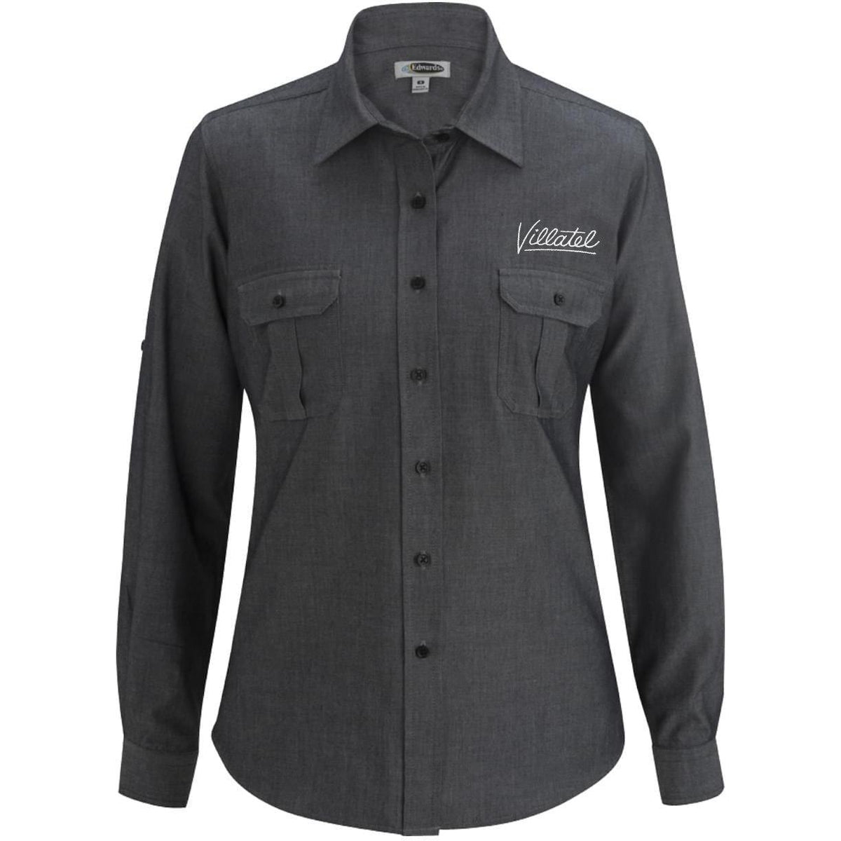no-logo Edwards Women's Chambrey Roll Up Sleeve Shirt-Dress Shirts-Edwards-Thread Logic