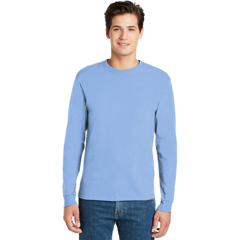 no-logo CLOSEOUT - Hanes Authentic 100% Cotton Long Sleeve T-Shirt-Hanes-Light Blue-S-Thread Logic