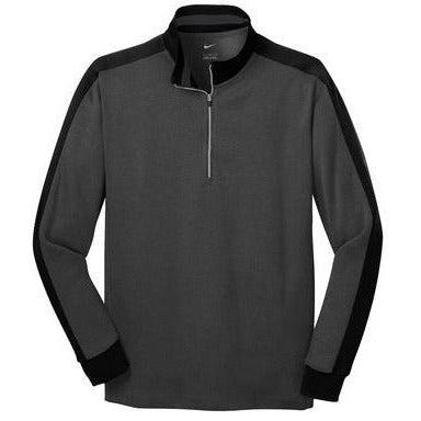 logo-left NIKE Dri-FIT 1/2-Zip Cover-Up-Quarter Zips-Nike-Anthracite Heather/Black-S-Thread Logic