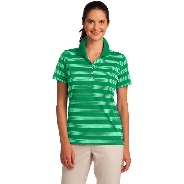 no-logo CLOSEOUT - Nike Ladies Dri-FIT Tech Stripe Polo-Nike-Lucky Green-S-Thread Logic