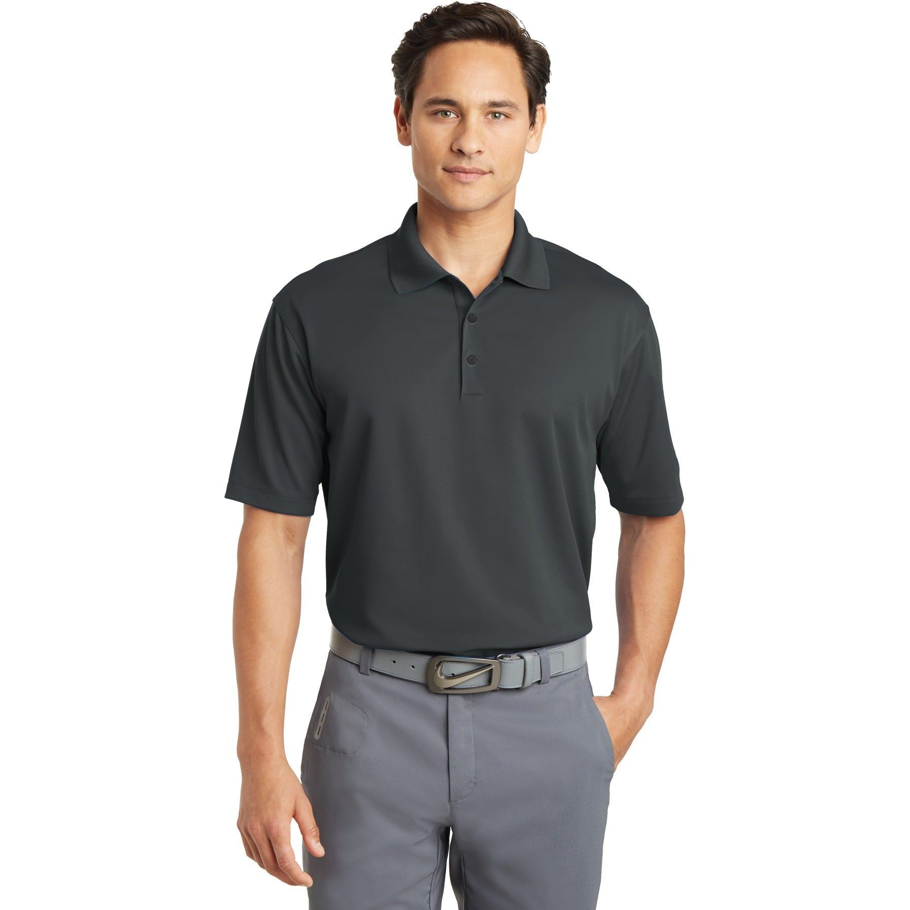 no-logo CLOSEOUT - Nike Tall Dri-FIT Micro Pique Polo-Nike-Anthracite-XLT-Thread Logic