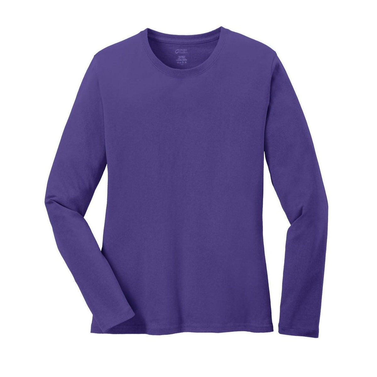 no-logo Port & Company Women's Long Sleeve Cotton T-Shirt-Regular-Port & Company-Purple-XS-Thread Logic