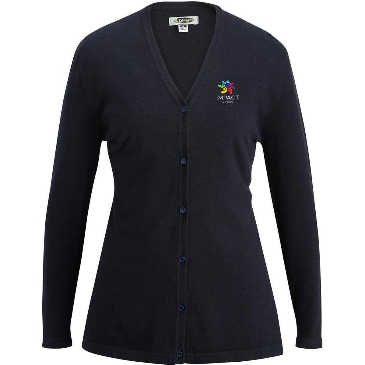 no-logo Edwards Women's V-Neck Fine Gauge Long Cardigan Sweater-Sweaters-Edwards-Thread Logic
