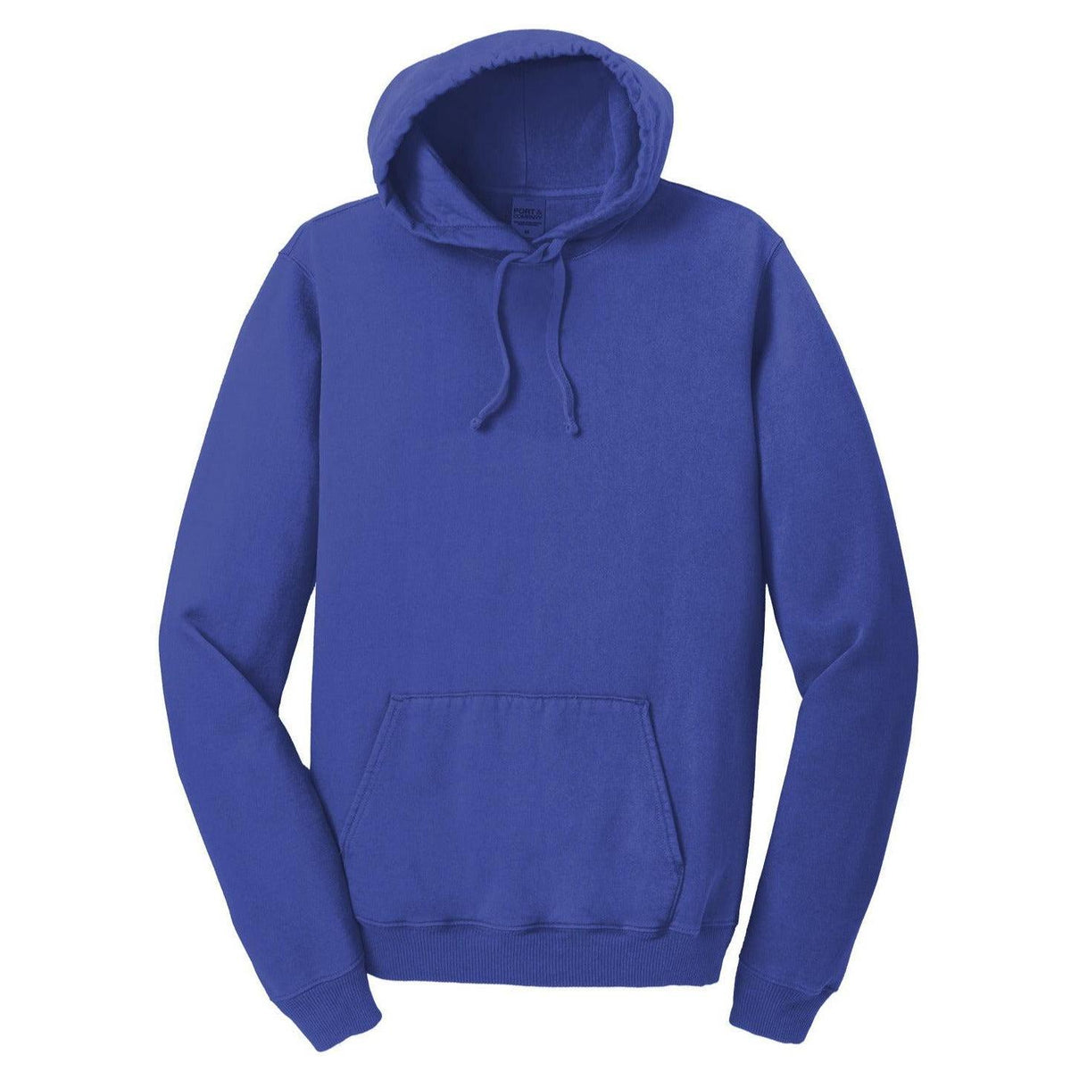 logo-left Port & Company Pigment-Dyed Pullover Hooded Sweatshirt-Hoodies-Port & Company-Blue Iris-S-Thread Logic