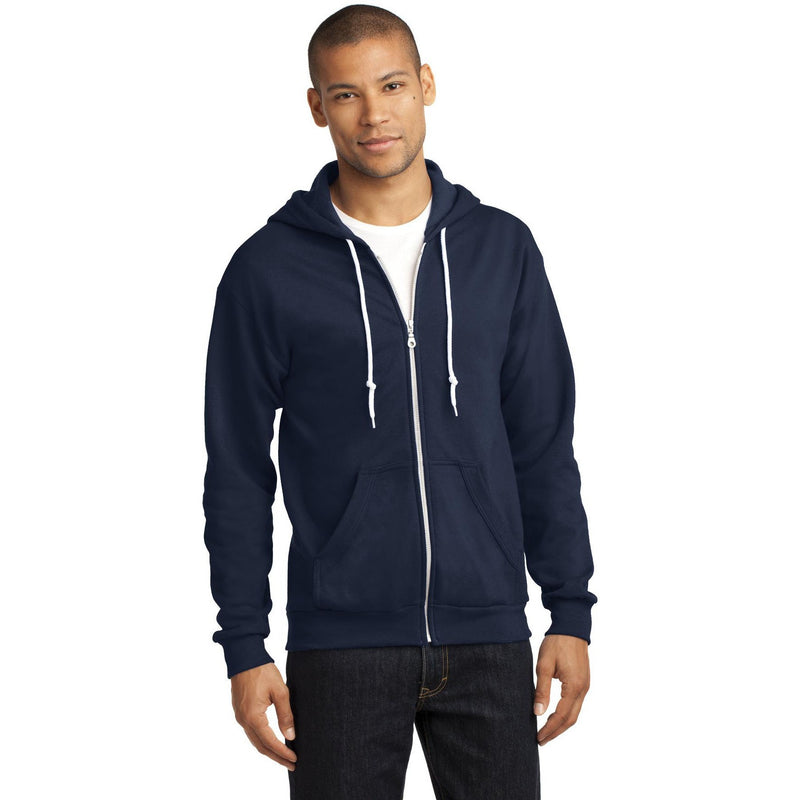 no-logo CLOSEOUT - Anvil Full-Zip Hooded Sweatshirt-Anvil-Navy-L-Thread Logic