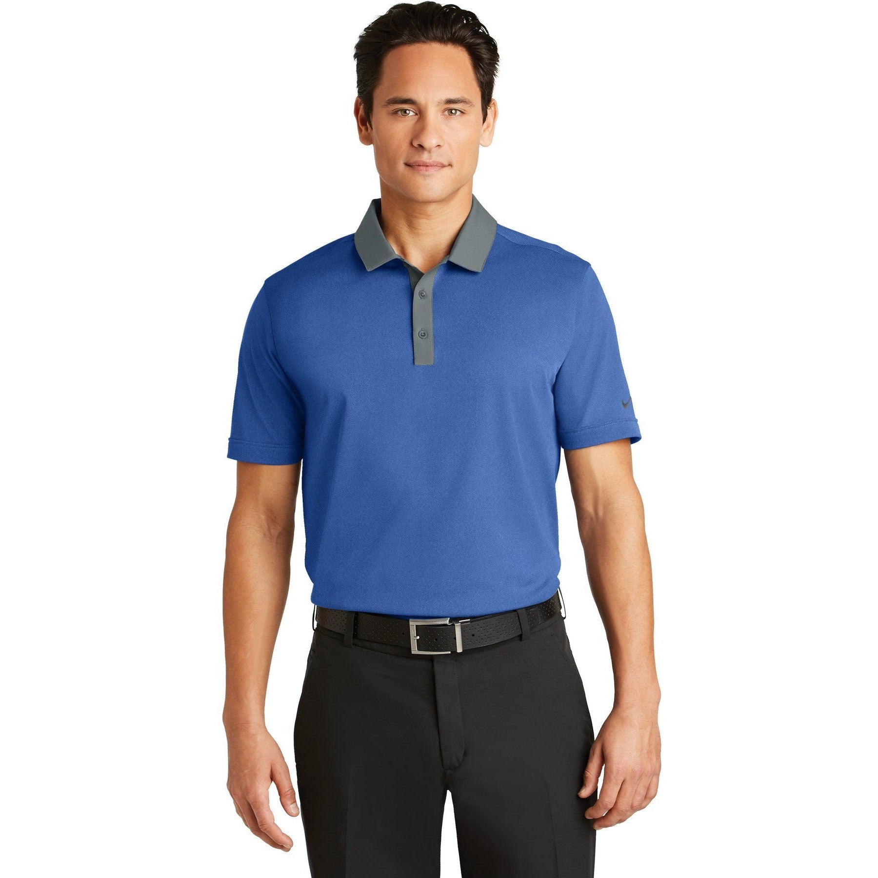 no-logo CLOSEOUT - Nike Dri-FIT Heather Pique Modern Fit Polo-Nike-Blue Heather-S-Thread Logic