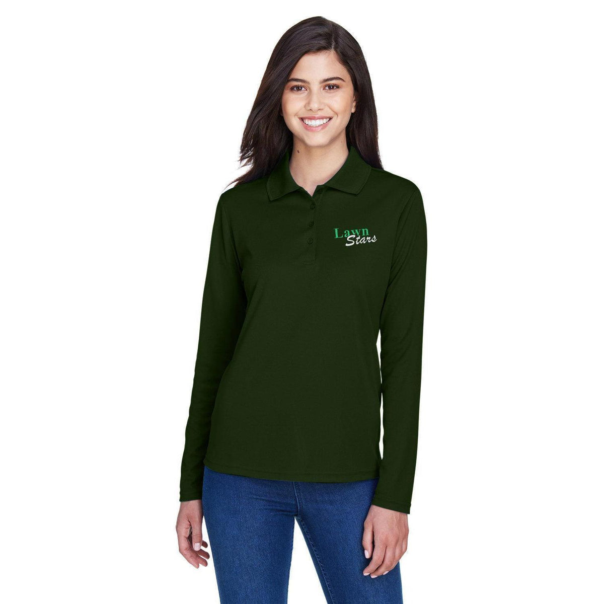 no-logo Core 365 Women's Pinnacle Performance Long-Sleeve Pique Polo-Ladies Polos-CORE365-Thread Logic