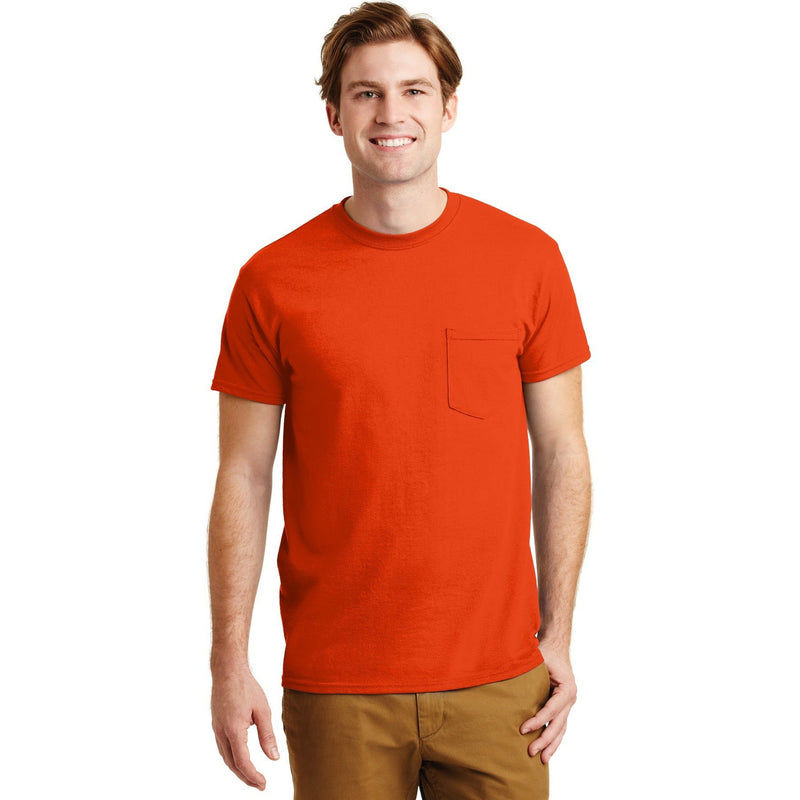 no-logo CLOSEOUT - Gildan DryBlend 50 Cotton/50 Poly Pocket T-Shirt-Gildan-Orange-S-Thread Logic
