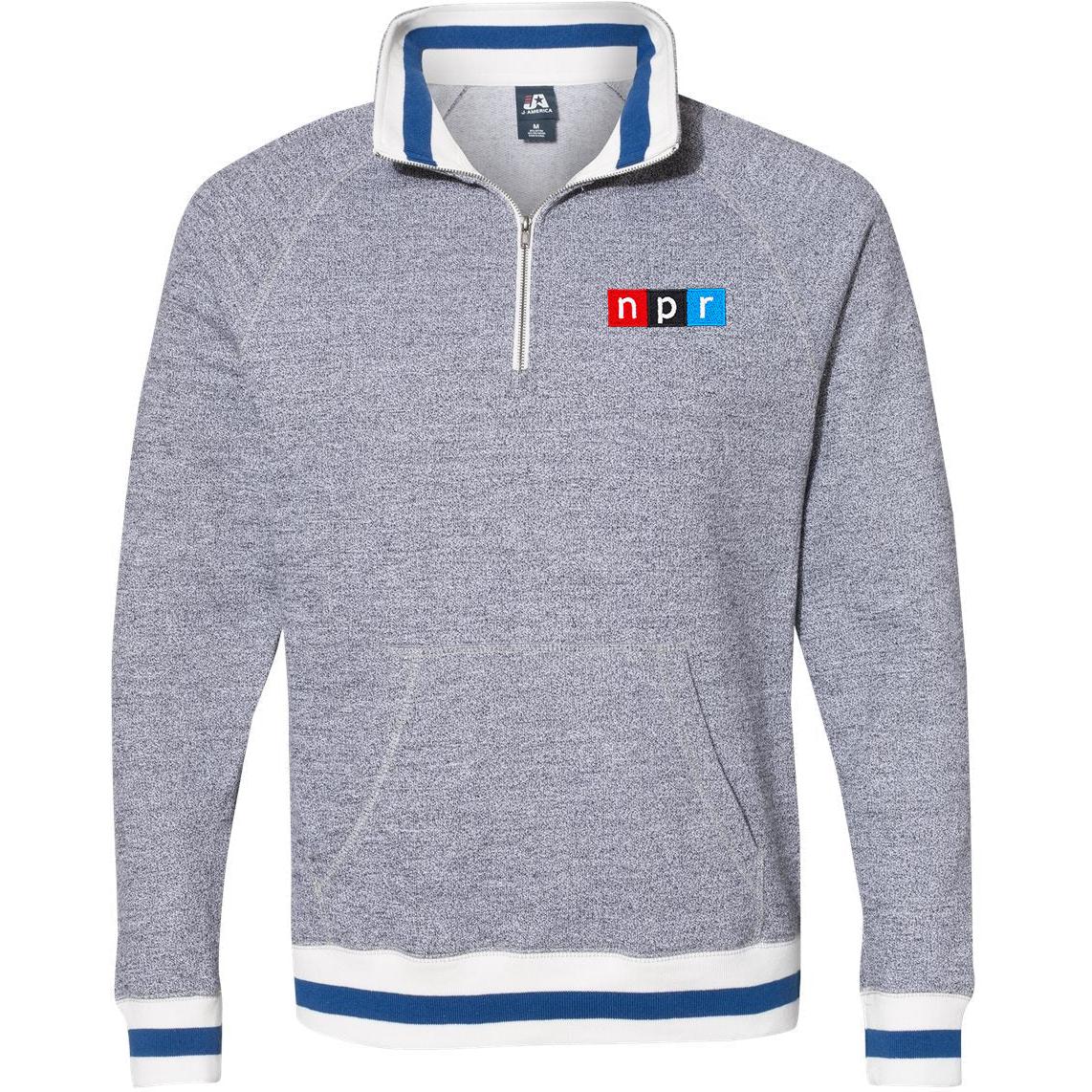 no-logo J America Peppered Fleece Quarter-Zip Sweatshirt -Men's Layering-J. America-Thread Logic