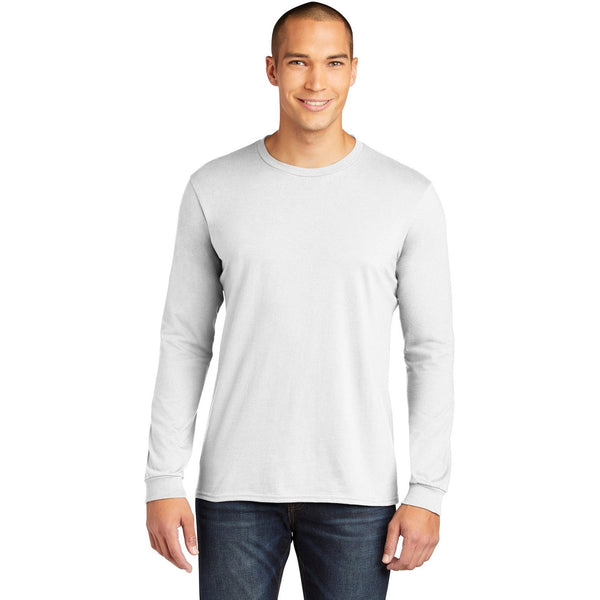 no-logo CLOSEOUT - Gildan 100% Combed Ring Spun Cotton Long Sleeve T-Shirt-Anvil-White-S-Thread Logic