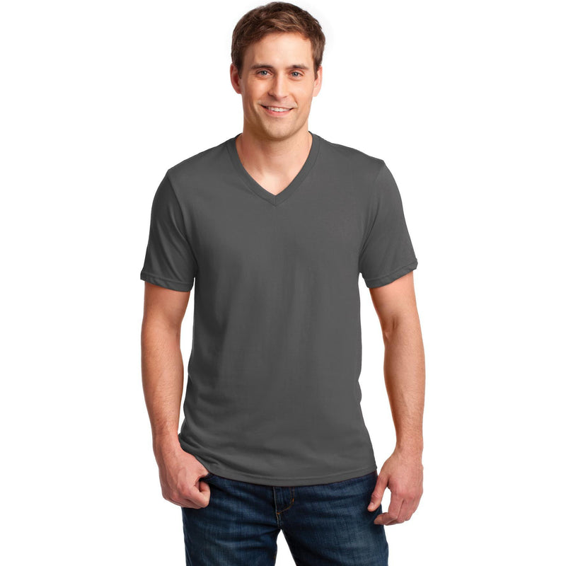 no-logo CLOSEOUT - Anvil 100% Combed Ring Spun Cotton V-Neck T-Shirt-Anvil-Charcoal-S-Thread Logic