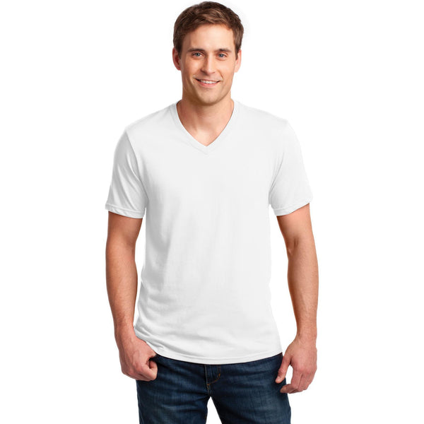 no-logo CLOSEOUT - Anvil 100% Combed Ring Spun Cotton V-Neck T-Shirt-Anvil-White-S-Thread Logic